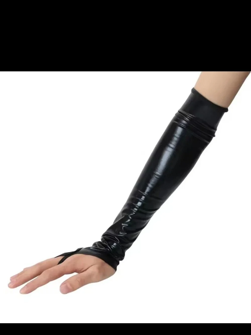 nwot Patent Stretchy Fingerless Long Gloves